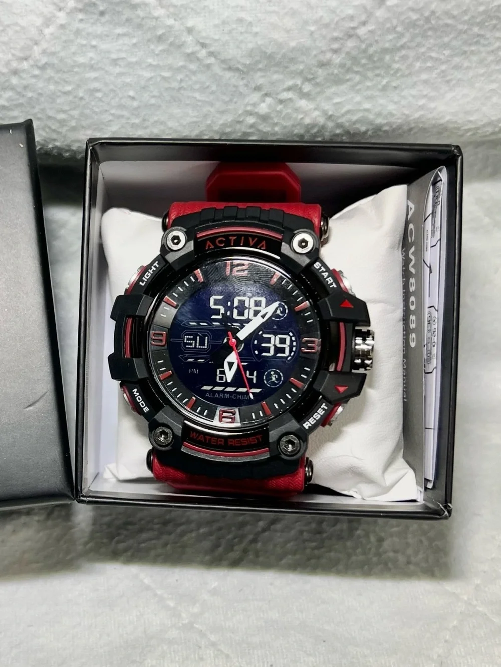 NEW! ACTIVA Men's Red and Black Sport Digital-Analog Watch